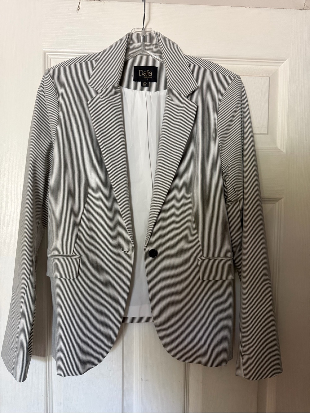 Dalia Gray Pinstripe Single-Button Blazer